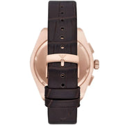 Emporio Armani Classic Chronograph Brown Dial Brown Leather Strap Watch for Men - AR0371