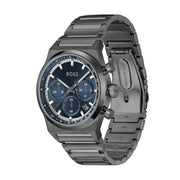 Hugo Boss Candor Chronograph Blue Dial Grey Steel Strap Watch for Men - 1514223