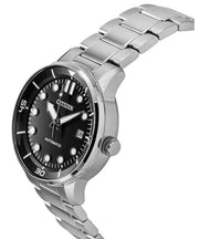 Citizen Mechanical Automatic Black Dial Silver Steel Strap Watch for Men - NJ0191-83E
