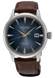 Seiko Presage Cocktail Time Automatic Blue Dial Brown Leather Strap Watch for Men - SRPK15K1
