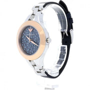 Emporio Armani Chiara Two Tone Dial Black Leahter Strap Watch for Women  - AR7436