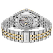 Hugo Boss Principle Skeleton Silver Dial Two Tone Steel Strap Watch for Men - 1514237