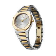 D1 Milano Ultra Thin Silver Dial Two Tone Steel Strap Watch for Women - D1-UTBL34