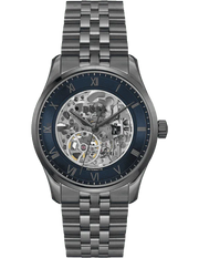 Hugo Boss Principle Skeleton Blue Dial Grey Steel Strap Watch for Men - 1514254