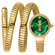 Just Cavalli After Party Green Dial Gold Steel Strap Watch for Women - JC1L269M0035