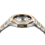 D1 Milano Ultra Thin Silver Dial Two Tone Steel Strap Watch for Women - D1-UTBL34