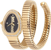Just Cavalli Solo Black Dial Gold Steel Strap Watch for Women - JC1L167M0035