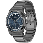 Hugo Boss Candor Chronograph Blue Dial Grey Steel Strap Watch for Men - 1514223