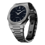 D1 Milano Ultra Thin Aventurine Black Dial Silver Steel Strap Watch for Men - D1-UTBJ29