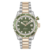 Hugo Boss Bossmatic Automatic Green Dial Two Tone Steel Strap Watch for Men - 1514181