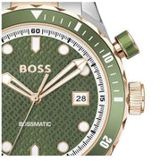 Hugo Boss Bossmatic Automatic Green Dial Two Tone Steel Strap Watch for Men - 1514181