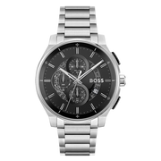 Hugo Boss Peak Chronograph Black Dial Silver Steel Strap Watch for Men - 1514191