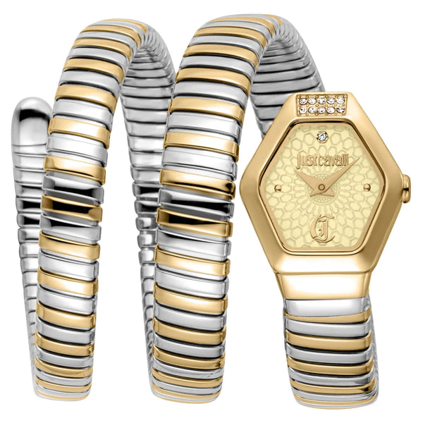 Just Cavalli Romina Gold Dial Two Tone Steel Strap Watch for Women - JC1L395M0055