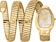 Just Cavalli Taglio White Dial Gold Steel Strap Watch for Women - JC1L226M0025