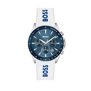 Hugo Boss Strike Chronograph Blue Dial White Rubber Strap Watch for Men - 1514238