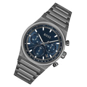 Hugo Boss Candor Chronograph Blue Dial Grey Steel Strap Watch for Men - 1514223