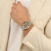 Hugo Boss Candor Chronograph Silver Dial Silver Steel Strap Watch for Men - 1514221