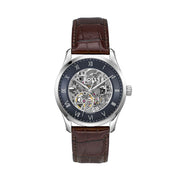 Hugo Boss Principle Skeleton Blue Dial Brown Leather Strap Watch for Men - 1514305
