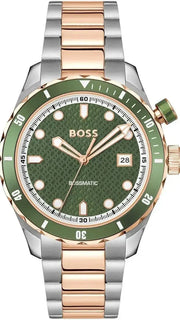Hugo Boss Bossmatic Automatic Green Dial Two Tone Steel Strap Watch for Men - 1514181