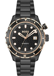 Hugo Boss Bossmatic Automatic Black Dial Black Steel Strap Watch for Men - 1514215