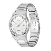 Hugo Boss Candor Automatic White Dial Silver Steel Strap Watch for Men - 1514186