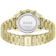 Hugo Boss Grand Tour Chronograph Brown Dial Gold Steel Strap Watch for Women - 1502770
