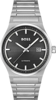 Hugo Boss Candor Automatic Black Dial Silver Steel Strap Watch for Men - 1514117