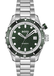 Hugo Boss Bossmatic Automatic Green Dial Silver Steel Strap Watch for Men - 1514178