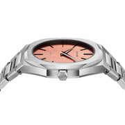 D1 Milano Ultra Thin Salmon Pink Dial Silver Steel Strap Watch for Men - D1-UTBJ26