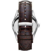Emporio Armani Classic Beige Dial Brown Leather Strap Watch for Men - AR0645