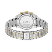 Hugo Boss Grand Tour Chronograph Green Dial Two Tone Steel Strap Watch for Women - 1502766
