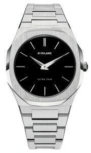 D1 Milano Ultra Thin Black Dial Silver Steel Strap Watch for Women - D1-UTBL05