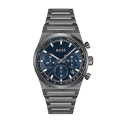 Hugo Boss Candor Chronograph Blue Dial Grey Steel Strap Watch for Men - 1514223