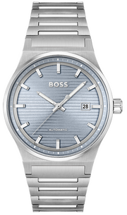 Hugo Boss Candor Automatic Ice Blue Dial Silver Steel Strap Watch for Men - 1514118