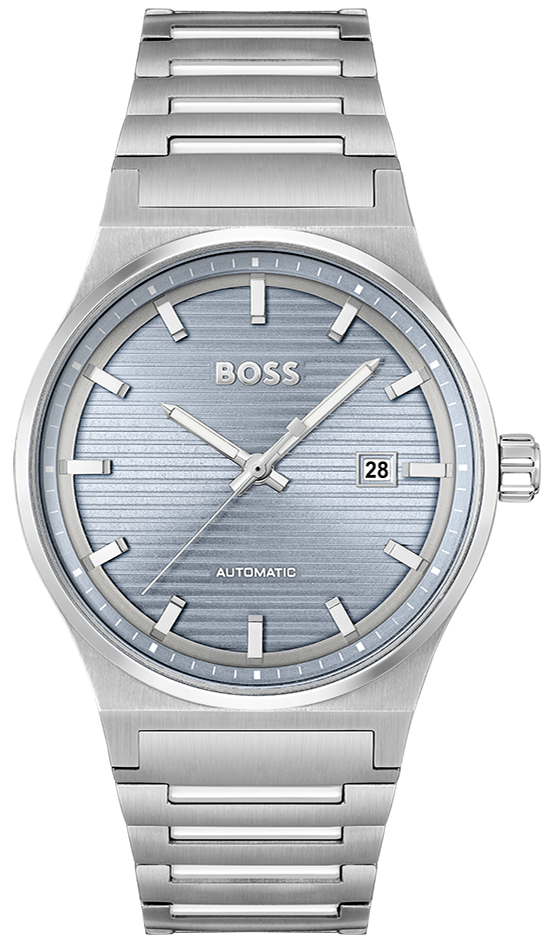Hugo Boss Candor Automatic Ice Blue Dial Silver Steel Strap Watch for Men - 1514118