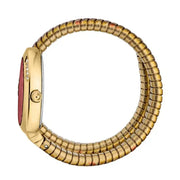 Just Cavalli Pelle Solo Snake Red Dial Three Tone Steel Strap Watch for Women - JC1L251M0045