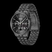 Hugo Boss Avery Chronograph Black Dial Black Steel Strap Watch for Men - 1514256