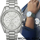 Michael Kors Bradshaw Chronograph Silver Dial Silver Steel Strap Watch for Men - MK5535
