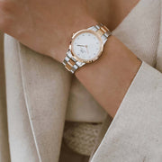 Daniel Wellington Iconic Link White Dial Two Tone Steel Strap Watch For Women - DW00100359