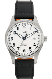IWC Pilot's Watch Mark XVIII White Dial Black Leather Strap Watch for Men - IW327002