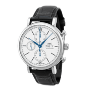 IWC Portofino Chronograph White Dial Black Leather Strap Watch for Men - IW391024