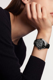 Chanel J12 Quartz Black Dial Black Steel Strap Watch for Women - J12 H5695