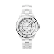 Chanel J12 Diamonds Mother of Pearl White Dial White Steel Strap Watch for Women - J12 H5704