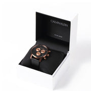 Calvin Klein City Chronograph Black Dial Black Leather Strap Watch for Men - K2G17TC1