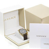 Versace V-Ray Chronograph Black Dial Brown Leather Strap Watch For Men - VEDB00318