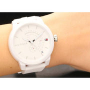 Tommy Hilfiger Denim Analog White Dial White Rubber Strap Watch for Men - 1791481