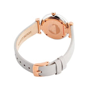 Emporio Armani Gianni T Bar Quartz Mother of Pearl Dial White Leather Strap Watch For Women - AR1965