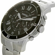 Fossil Grant Sport Chronograph Black Dial Silver Steel Strap Watch for Men - FS5236