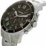 Fossil Grant Sport Chronograph Black Dial Silver Steel Strap Watch for Men - FS5236