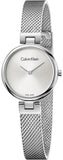 Calvin Klein Authentic Silver Dial Silver Mesh Bracelet Watch for Women - K8G23126
